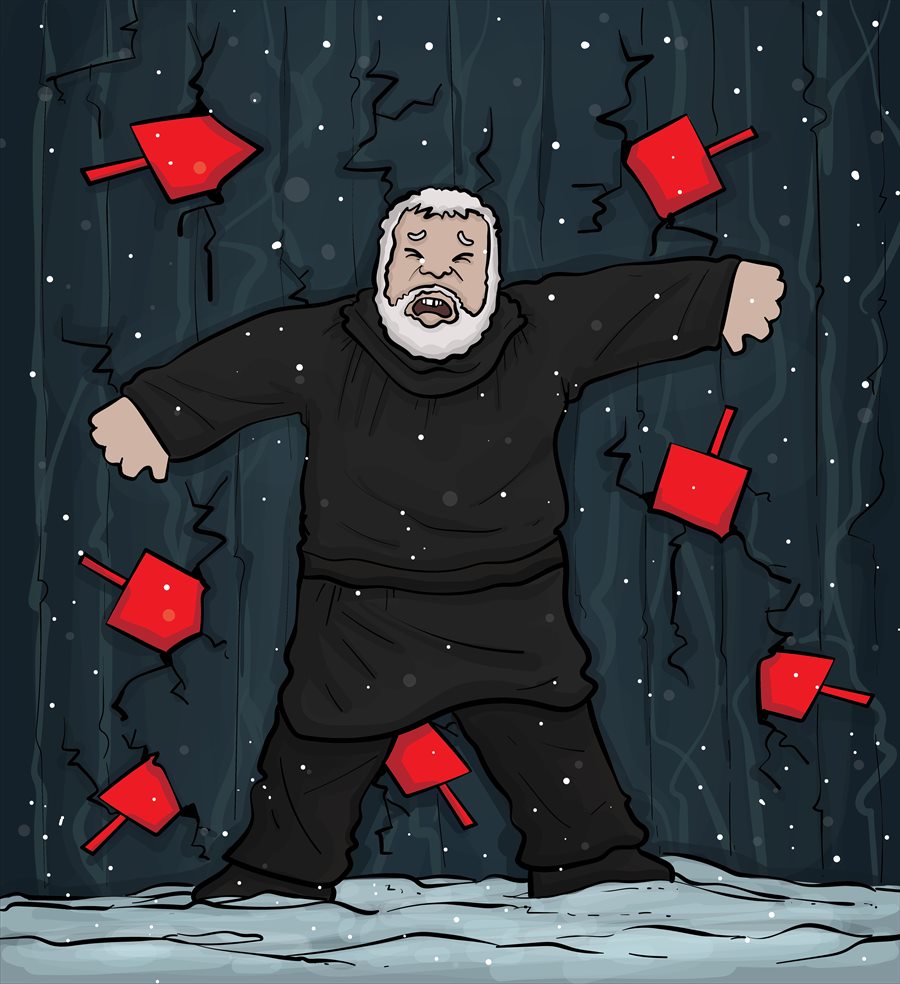 Illustrated HODOR holding a great wooden door